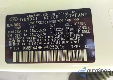 2021 Hyundai Palisade Sel from USA, damaged, VIN KM8R44HE5MU252016